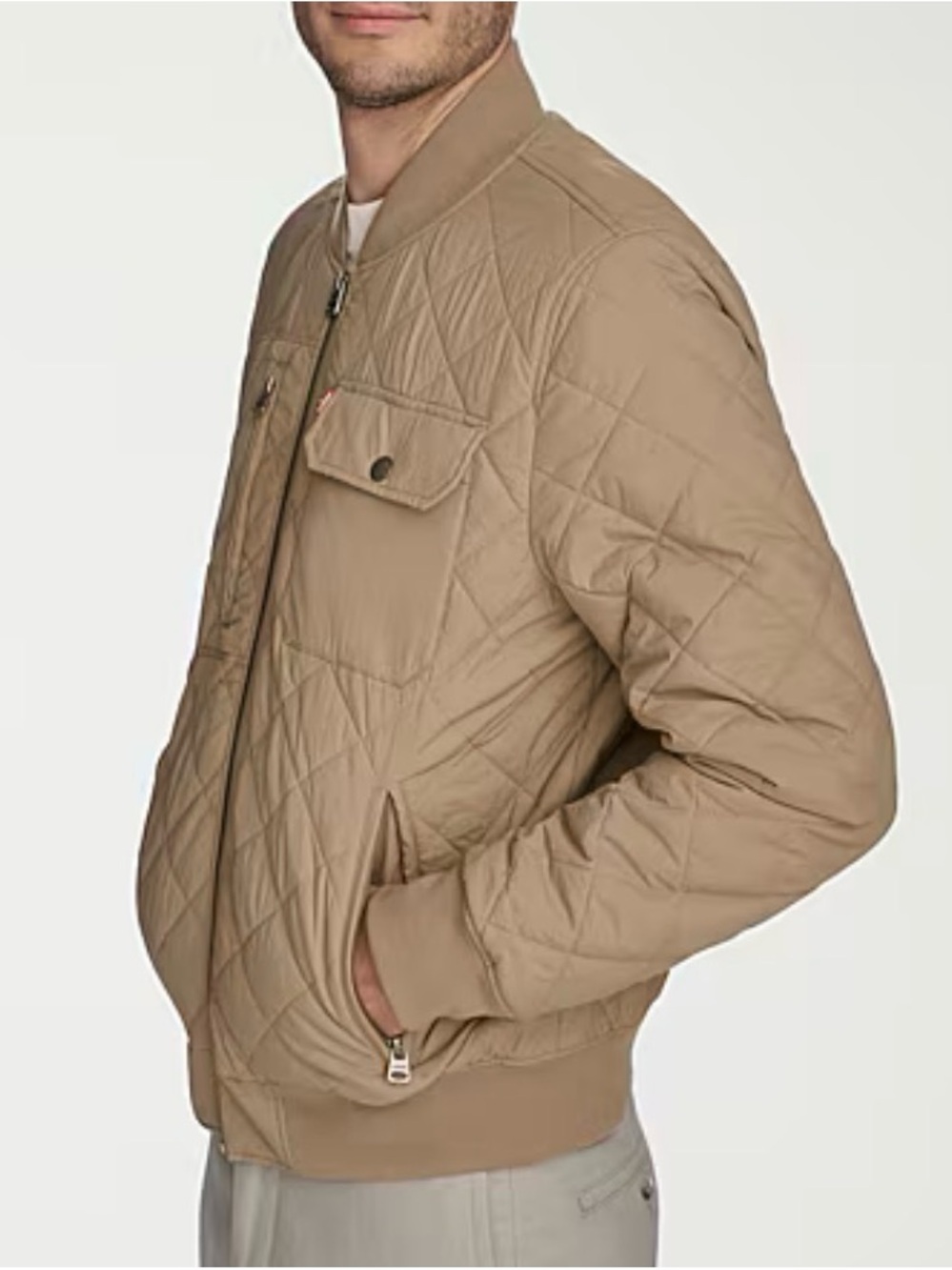 Levi’s Men’s Diamond Quilted casual zip Bomber lined jacket size medium NWT
